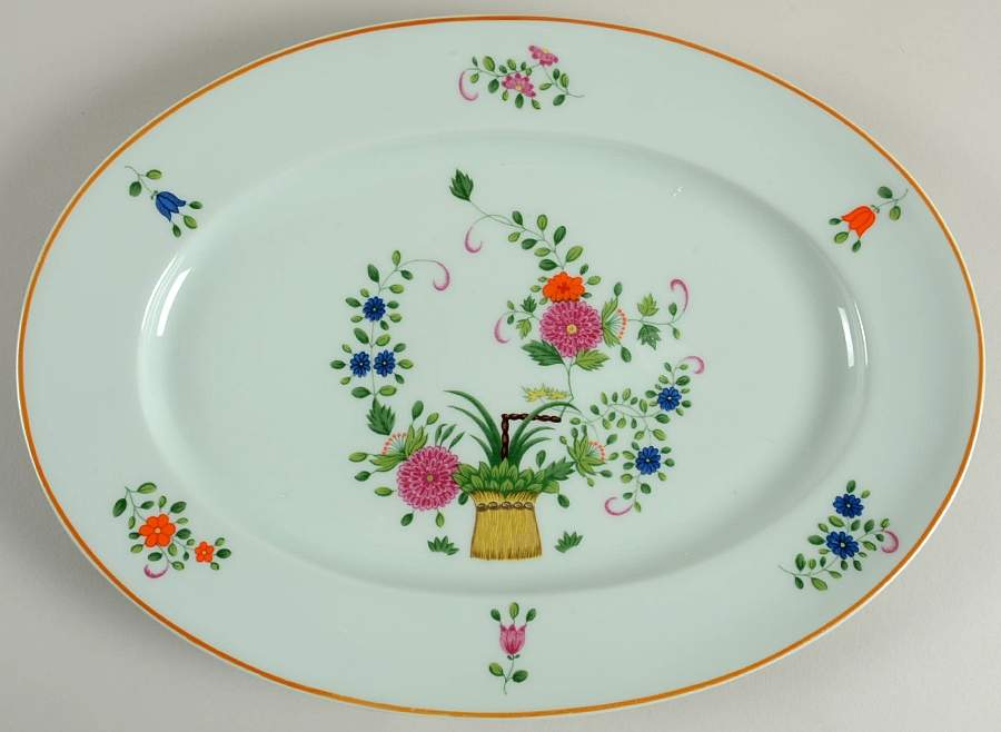 Panier Chinois Celadon 14" Oval Serving Platter by Ceralene-1