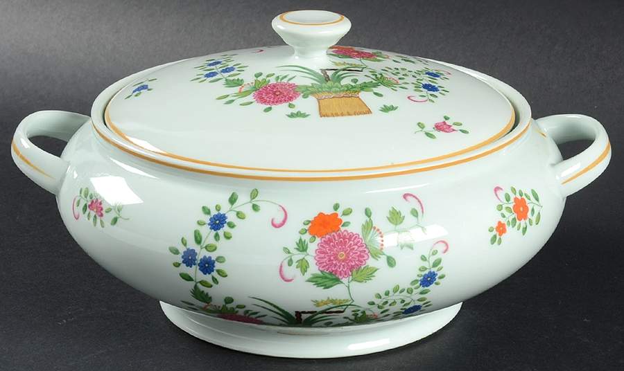 Panier Chinois Celadon Round Covered Vegetable by Ceralene-1