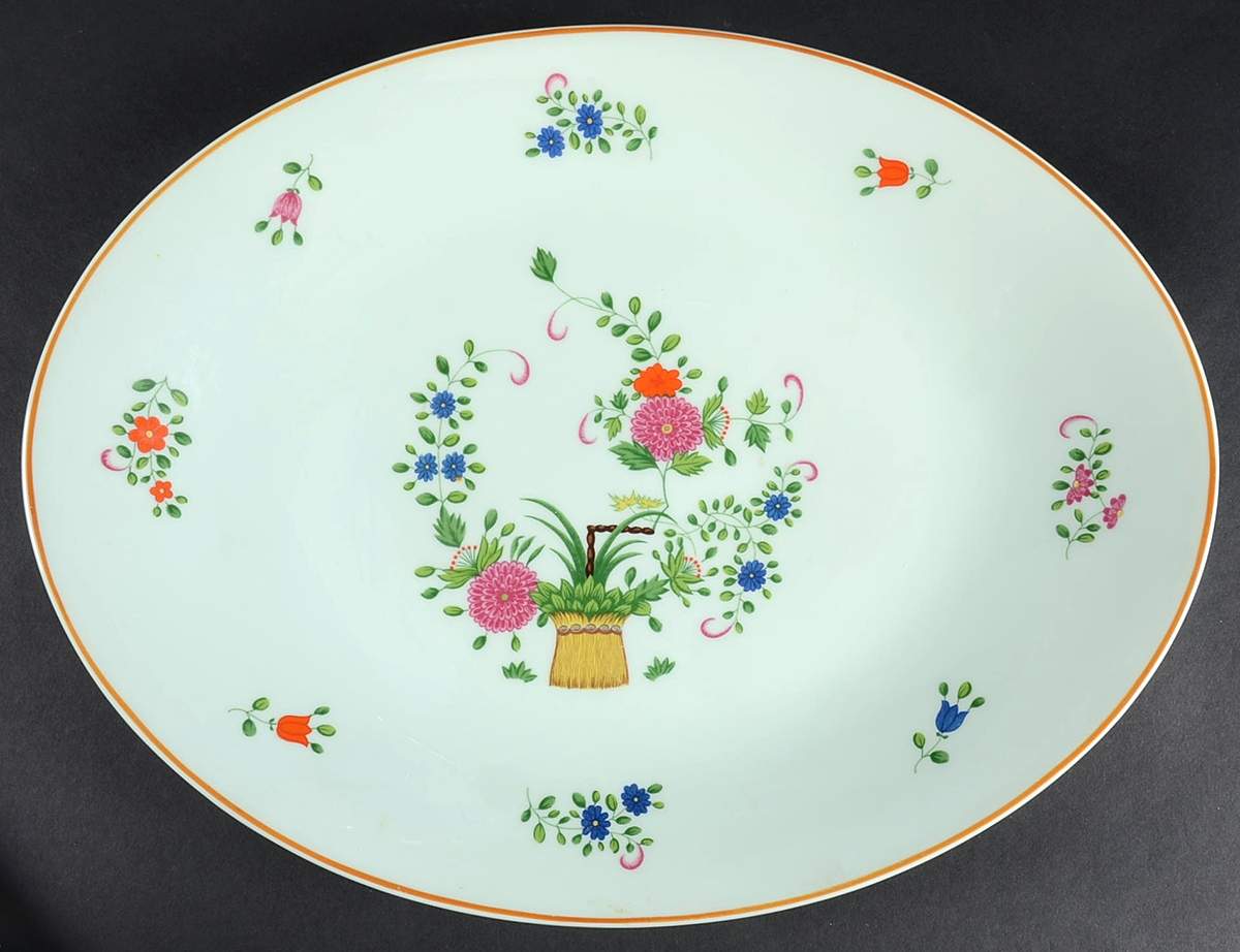 Panier Chinois Celadon 16" Oval Serving Platter by Ceralene-1