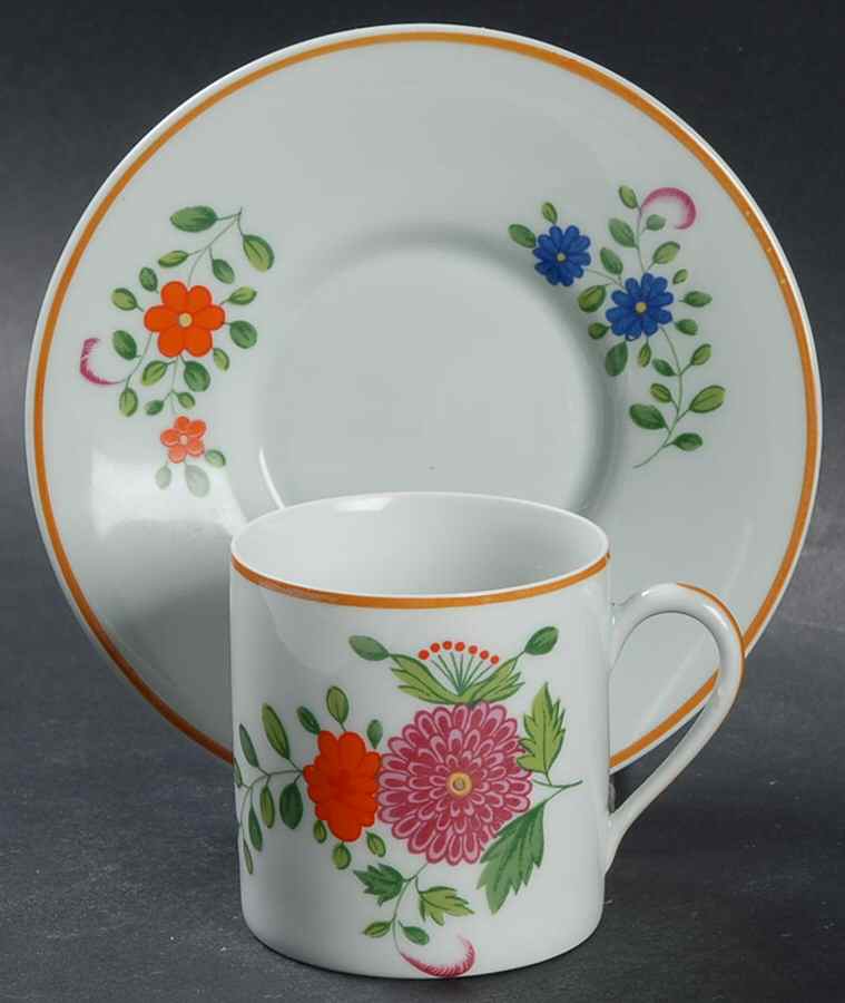 Panier Chinois Celadon Flat Demitasse Cup & Saucer Set by Ceralene-1
