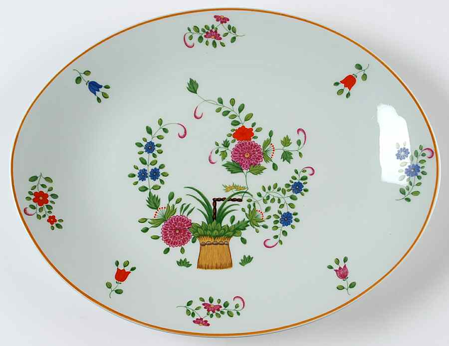Panier Chinois Celadon 12" Oval Serving Platter by Ceralene-1
