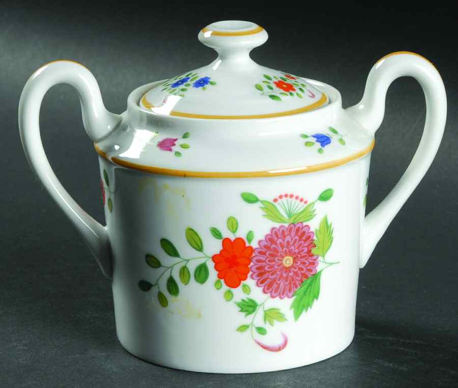 Panier Chinois White Sugar Bowl & Lid by Ceralene-1