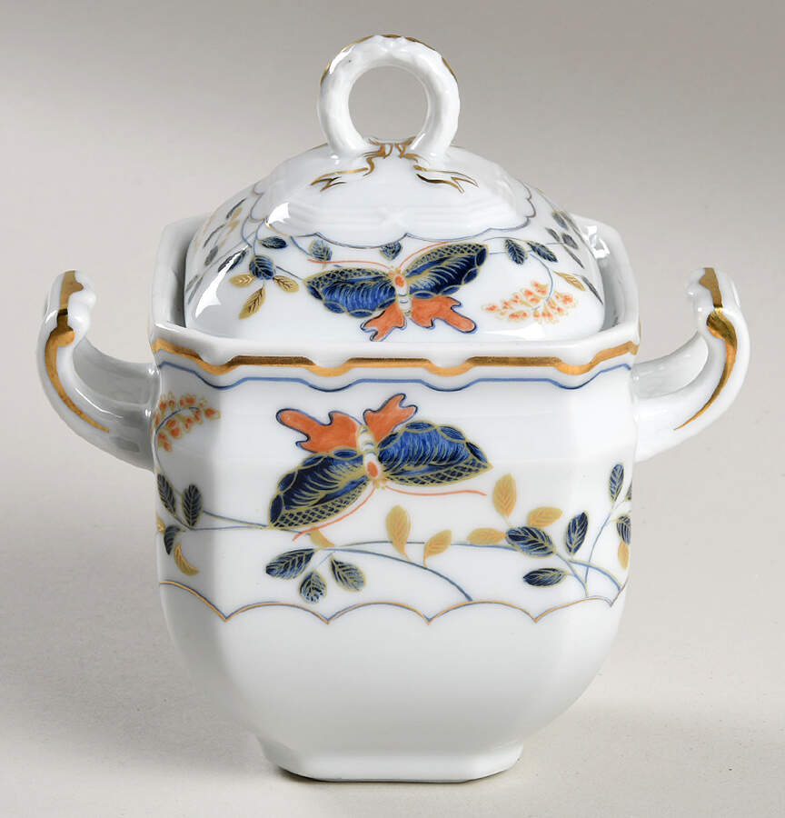 Papillons Sugar Bowl & Lid by Ceralene-1
