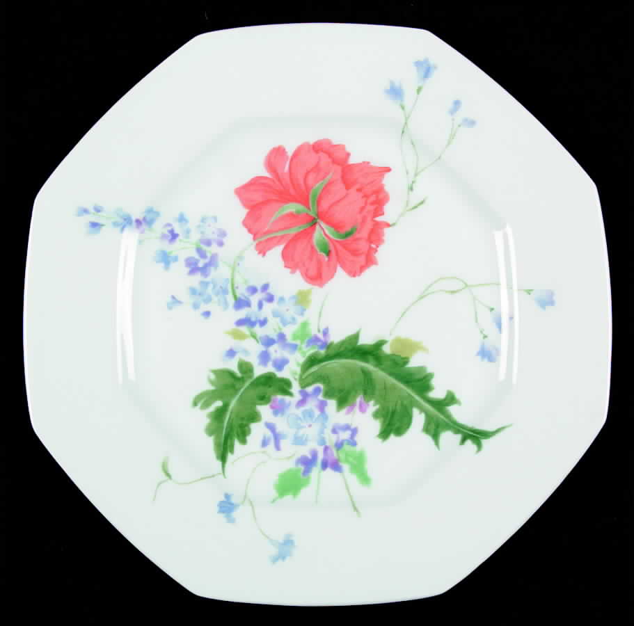 Pavot Poppy Octagonal Luncheon Plate by Ceralene-1
