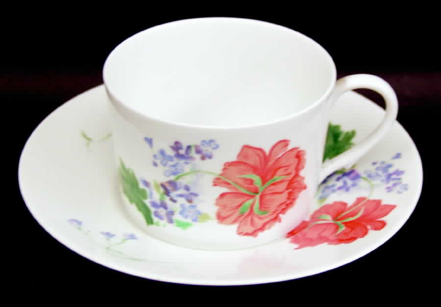 Pavot Poppy Flat Cup & Saucer Set by Ceralene-1