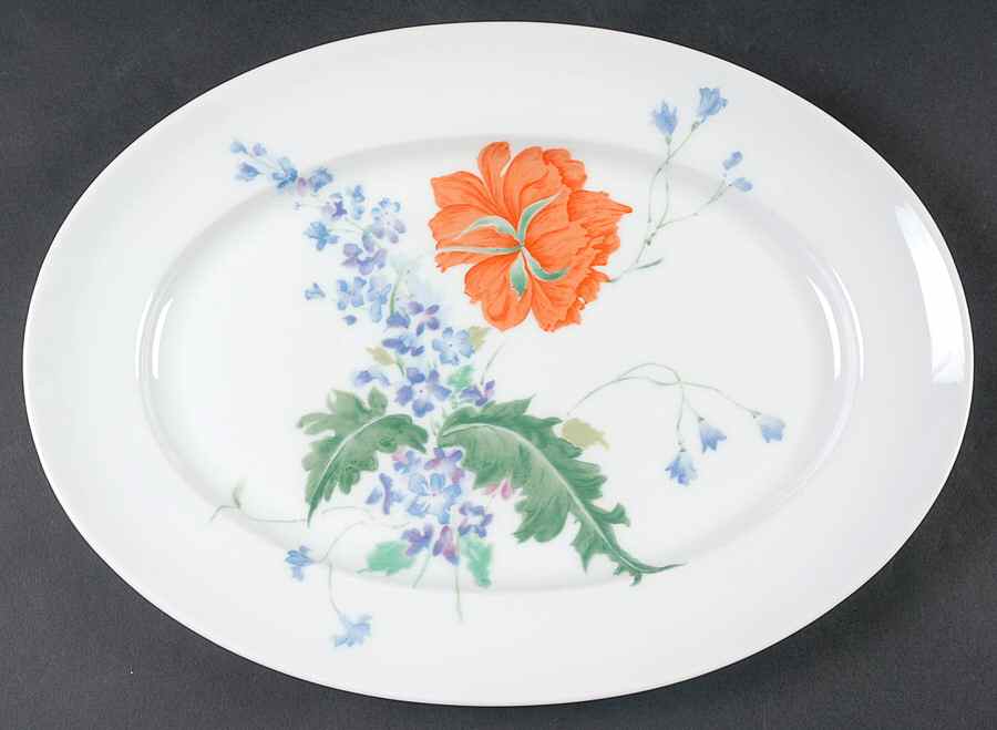 Pavot Poppy 14" Oval Serving Platter by Ceralene-1