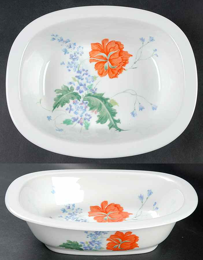 Pavot Poppy 9" Oval Vegetable Bowl by Ceralene-1