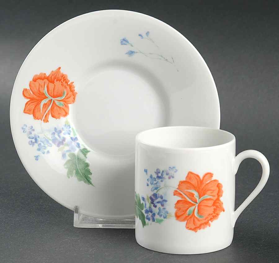Pavot Poppy Flat Demitasse Cup & Saucer Set by Ceralene-1