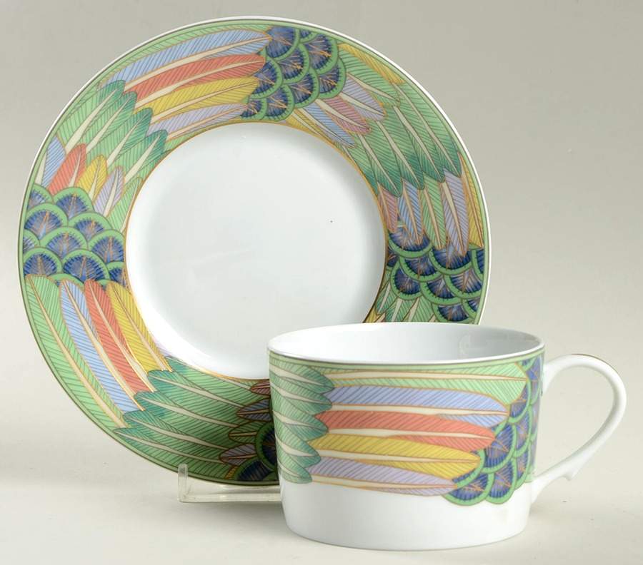 Ramage Flat Cup & Saucer Set by Ceralene-1