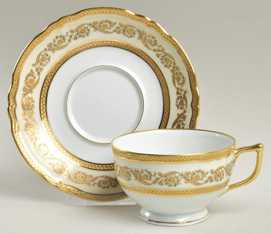 Regence (Gold Design) Footed Cup & Saucer Set by Ceralene-1