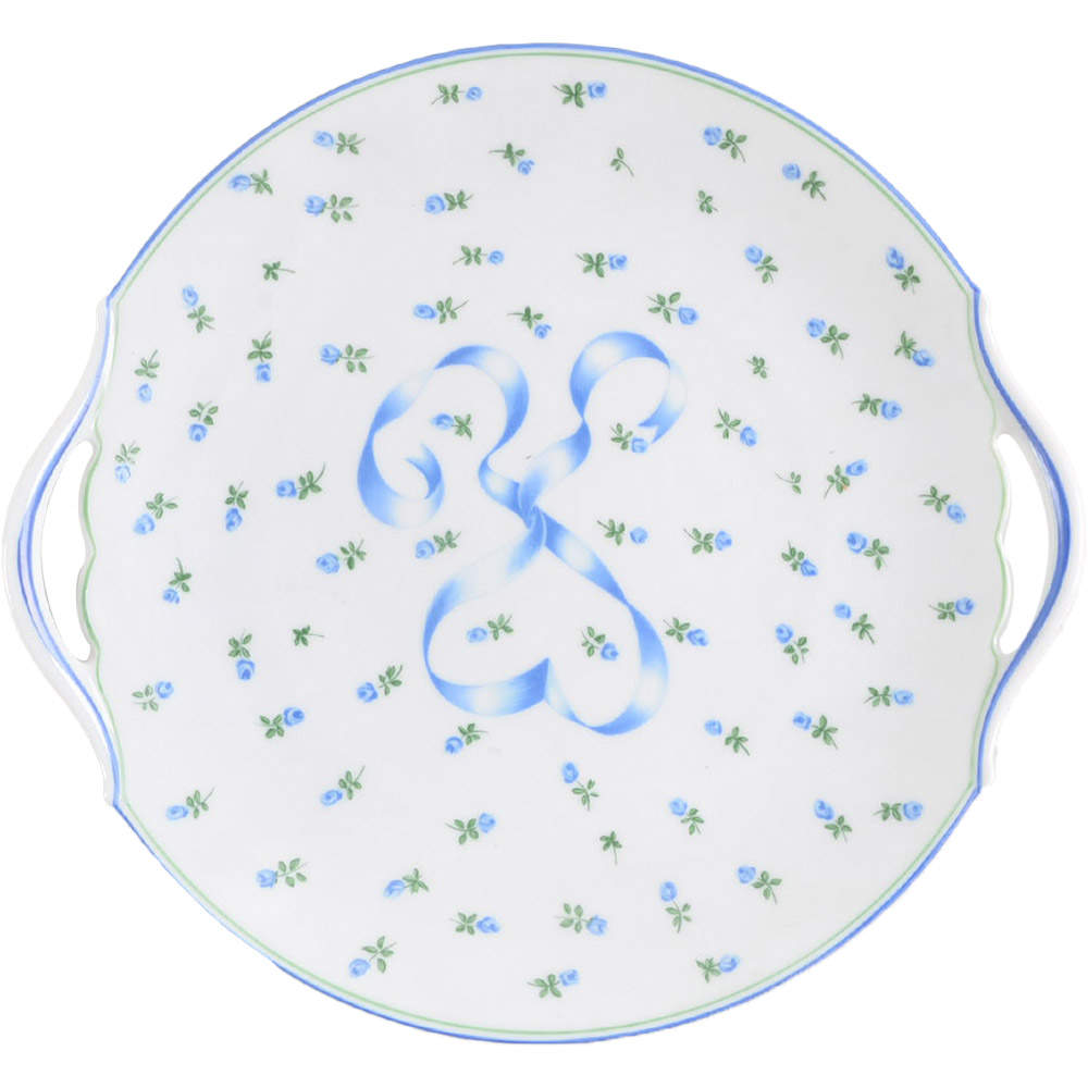 Romantique Blue Handled Cake Plate by Ceralene-1
