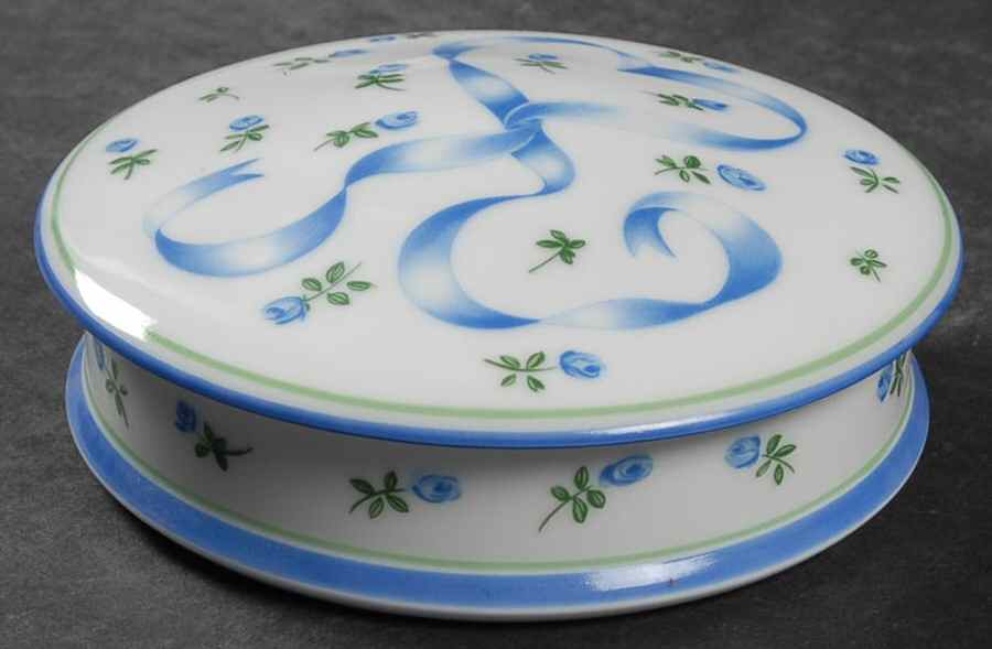 Romantique Blue Round Box & Lid by Ceralene-1