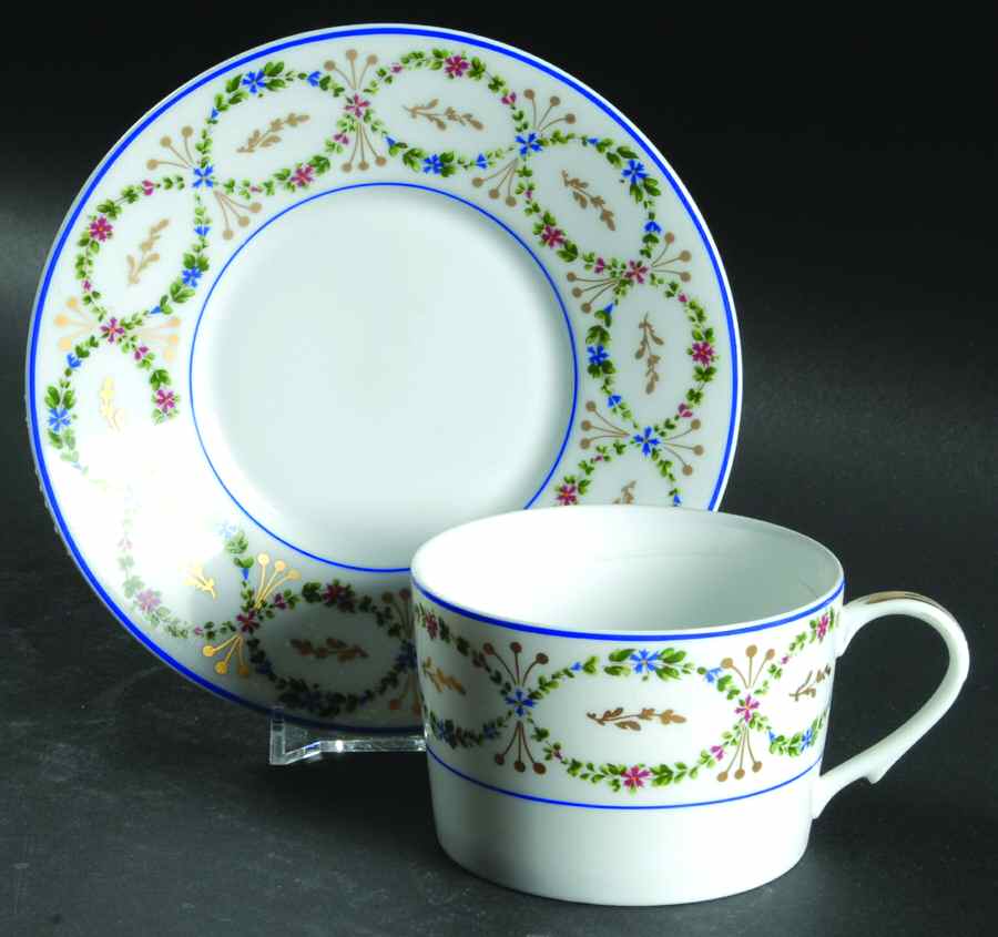 Roselle Flat Cup & Saucer Set by Ceralene-1
