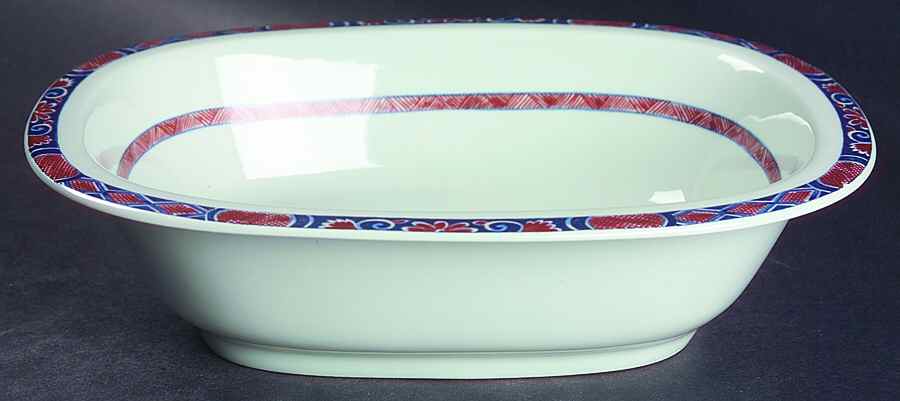 Rouen Celedon 9" Oval Vegetable Bowl by Ceralene-1