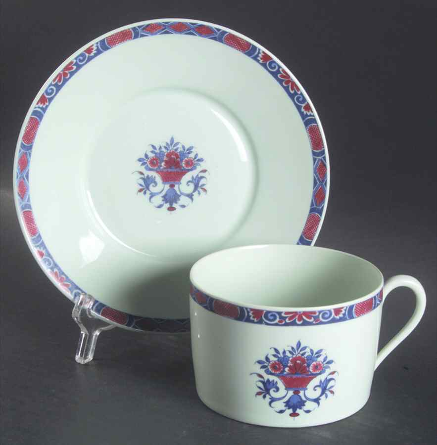 Rouen Celedon Breakfast Cup & Saucer Set by Ceralene-1