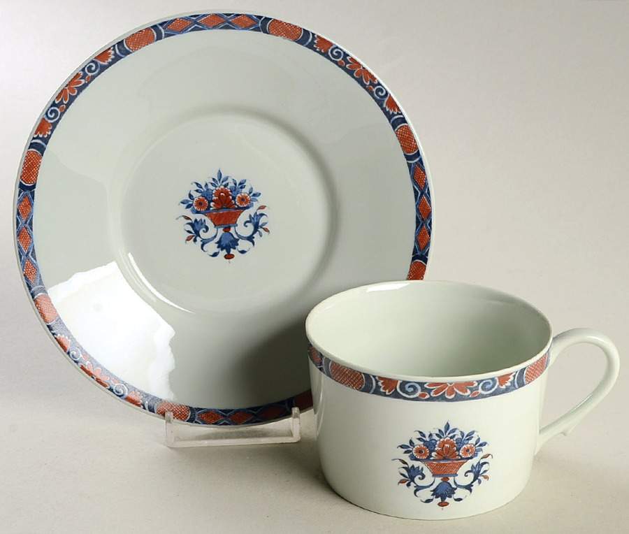 Rouen White Flat Cup & Saucer Set by Ceralene-1