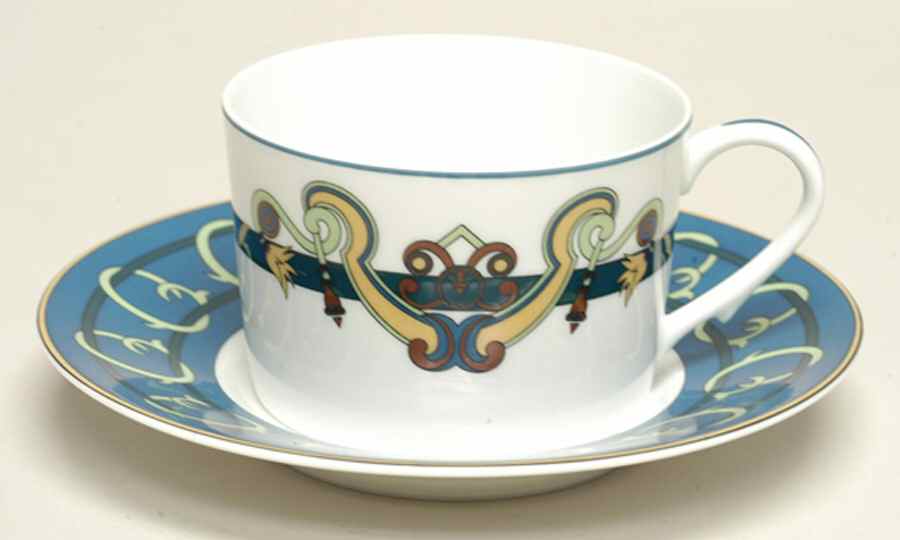 Serenade Blue Flat Cup & Saucer Set by Ceralene-1