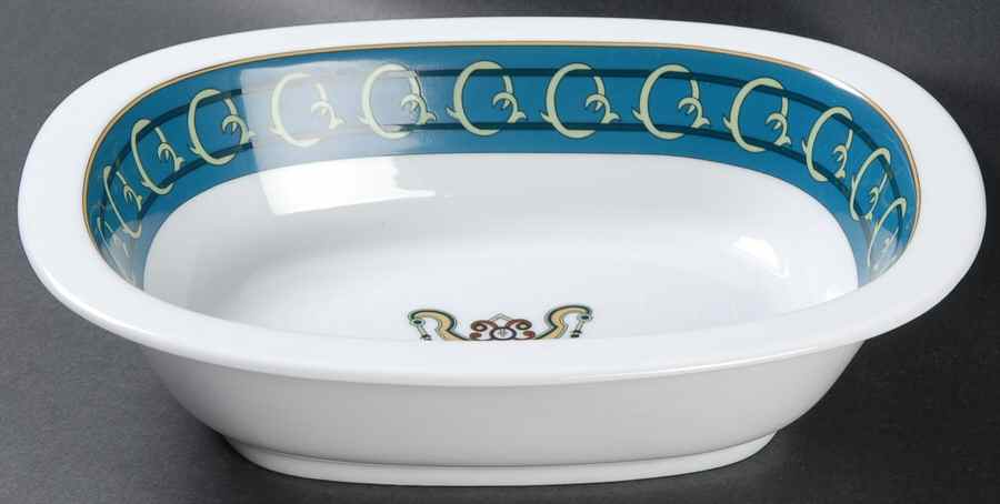 Serenade Blue 9" Oval Vegetable Bowl by Ceralene-1