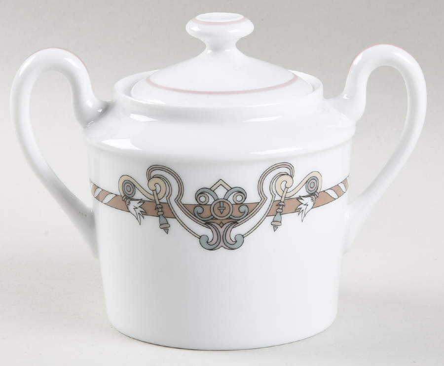 Serenade Beige Sugar Bowl & Lid by Ceralene-1