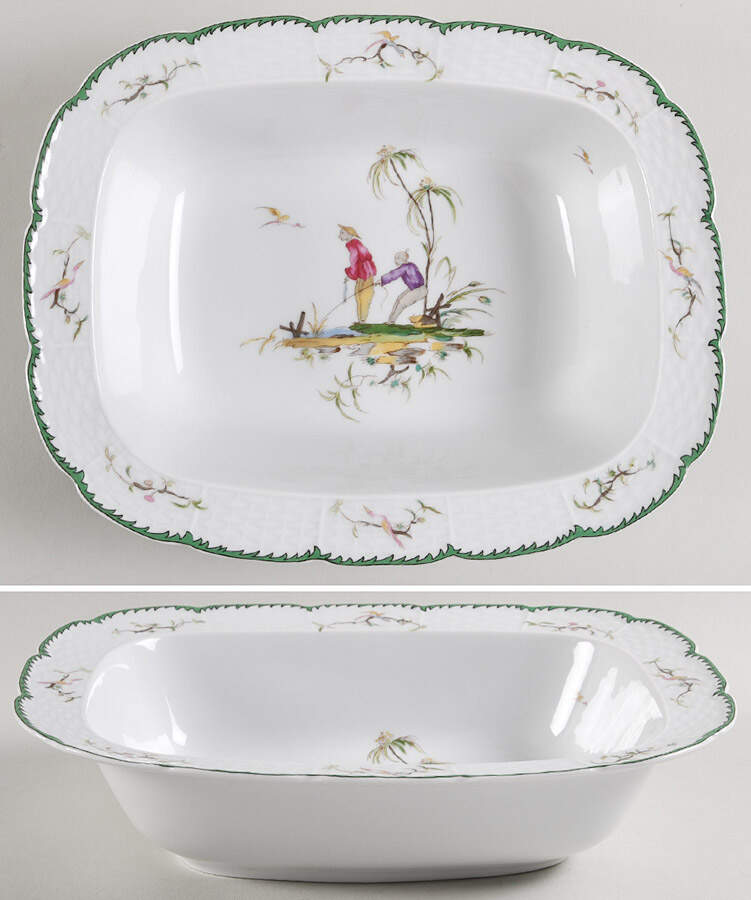 Si Kiang 10" Oval Vegetable Bowl by Ceralene-1