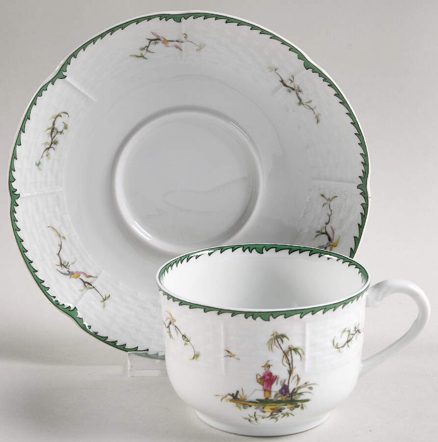 Si Kiang Flat Cup & Saucer Set by Ceralene-1
