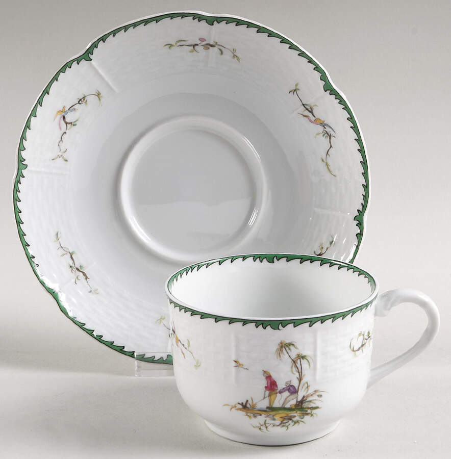 Si Kiang Flat Cup & Saucer Set by Ceralene-1