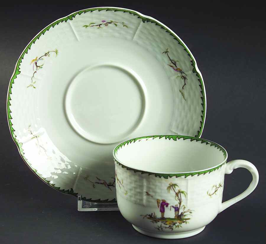 Si Kiang Flat Cup & Saucer Set by Ceralene-1
