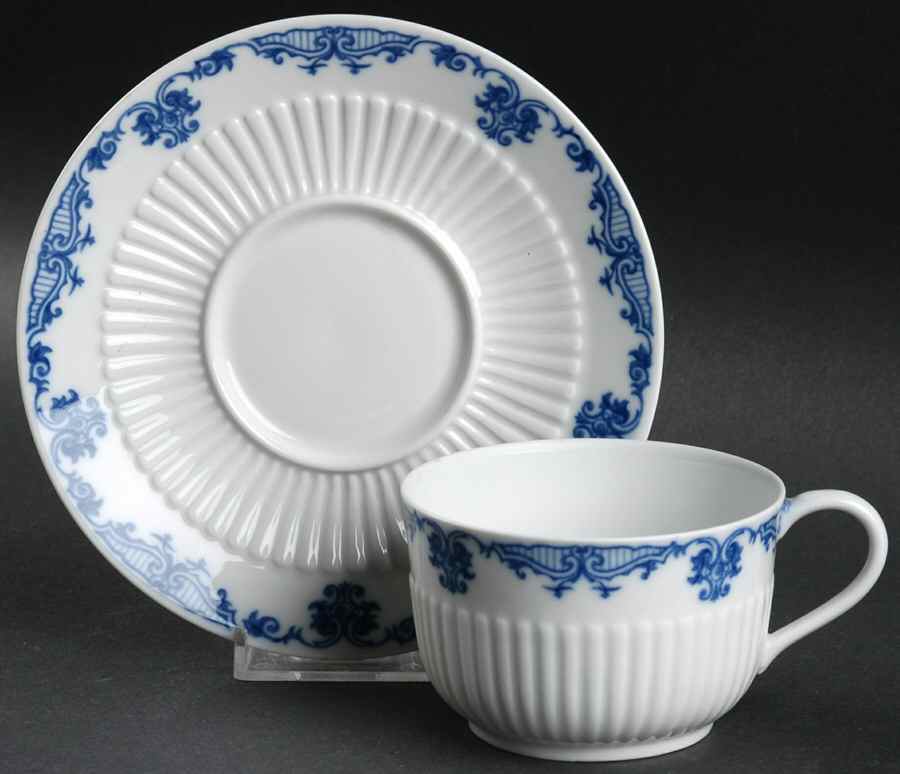 Saint Cloud Flat Cup & Saucer Set by Ceralene-1