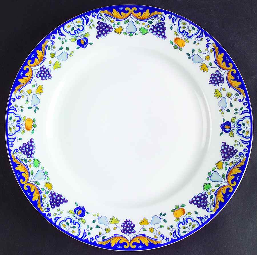Vendanges (Blue Trim) Luncheon Plate by Ceralene-1
