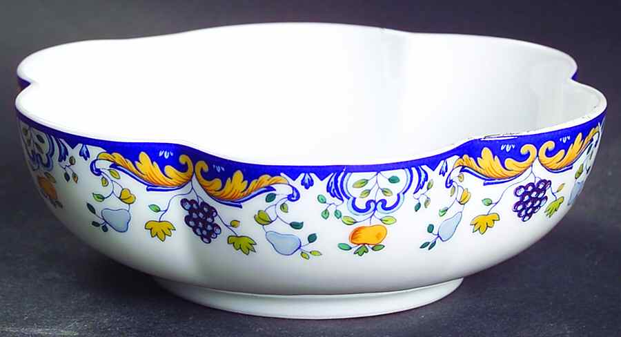 Vendanges (Blue Trim) Medium Melon Bowl by Ceralene-1