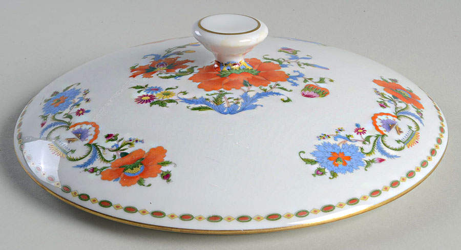 Vieux Chine (Empire, White) Lid for Round Vegetable by Ceralene-1