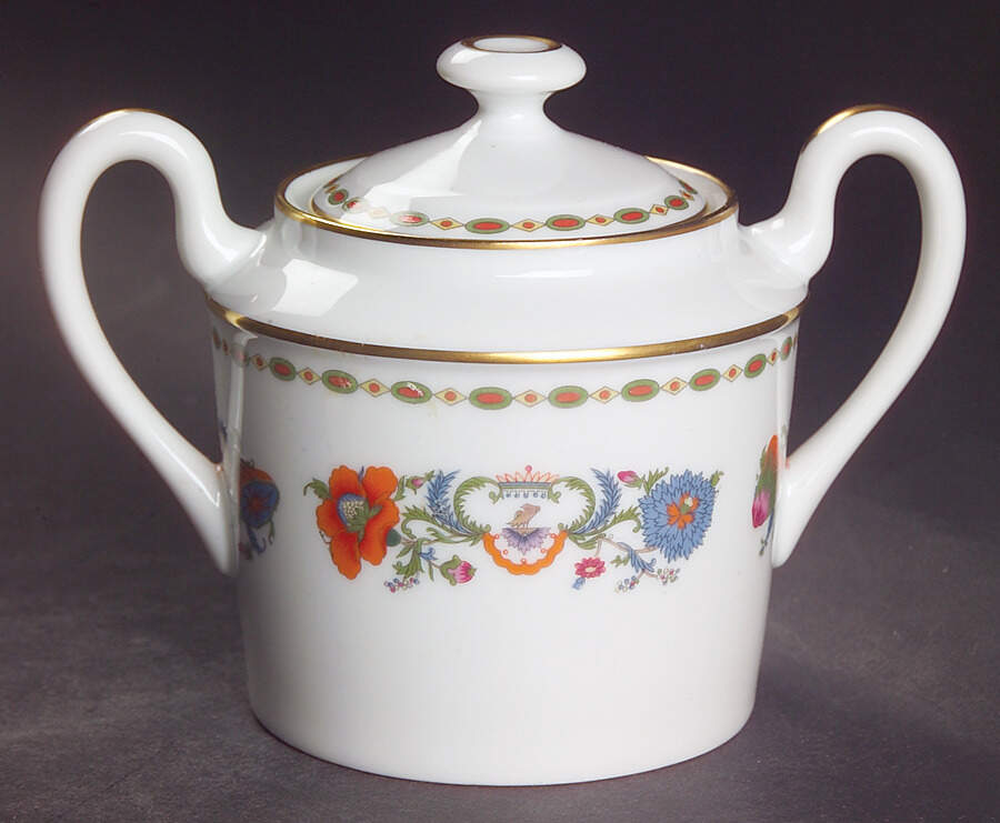 Vieux Chine (Empire, White) Sugar Bowl & Lid by Ceralene-1