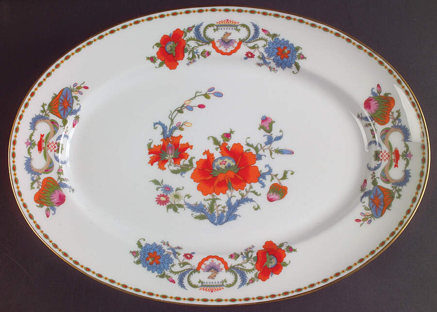 Vieux Chine (Empire, White) 14" Oval Serving Platter by Ceralene-1