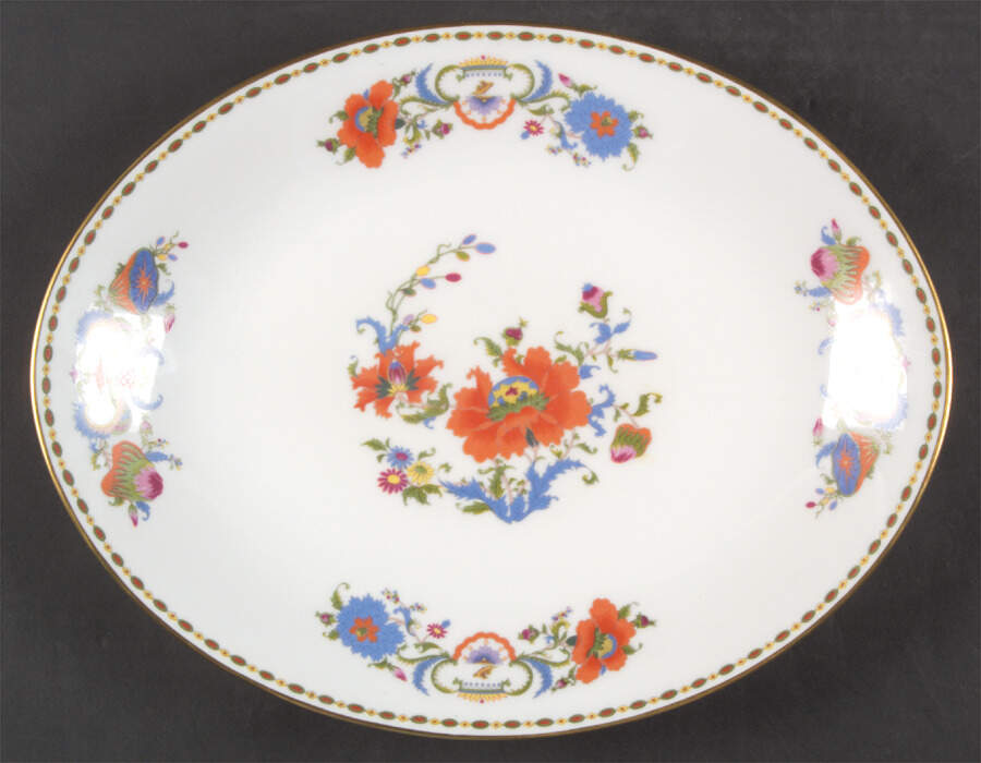 Vieux Chine (Empire, White) 12" Oval Serving Platter by Ceralene-1