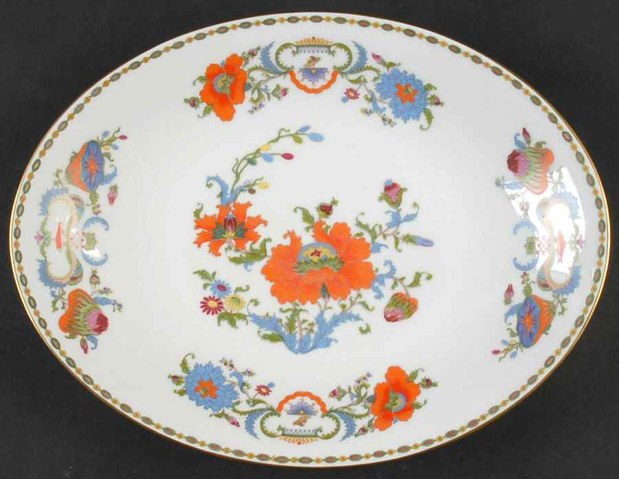 Vieux Chine (Empire, White) 10" Oval Serving Platter by Ceralene-1