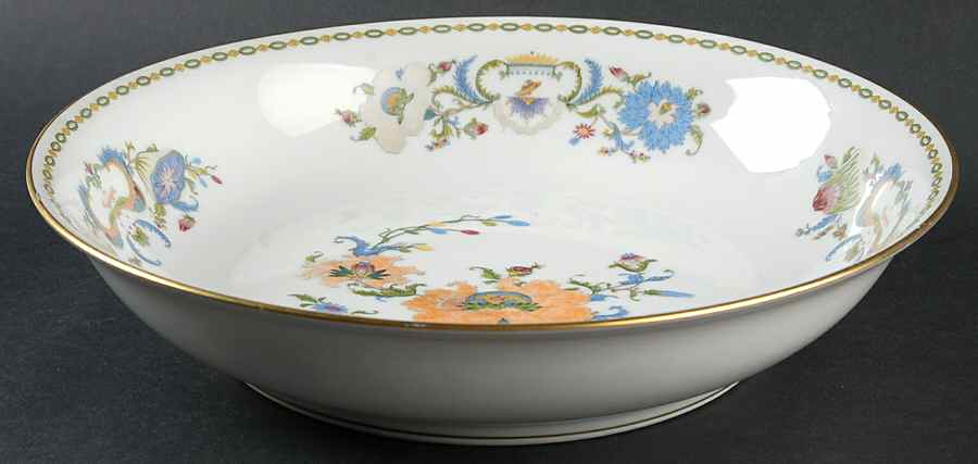 Vieux Chine (Empire, White) 9" Round Vegetable Bowl by Ceralene-1