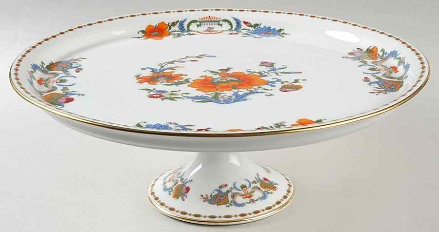 Vieux Chine (Empire, White) 12" Diameter Pedestal Cake Stand by Ceralene-1