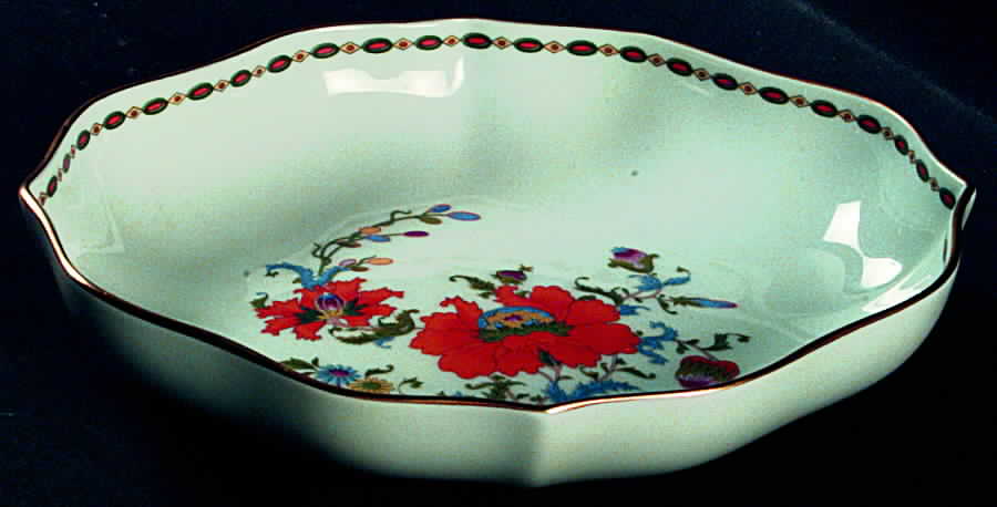 Vieux Chine (Empire, Celadon) Oval Tray, 7" Meissen Cup by Ceralene-1