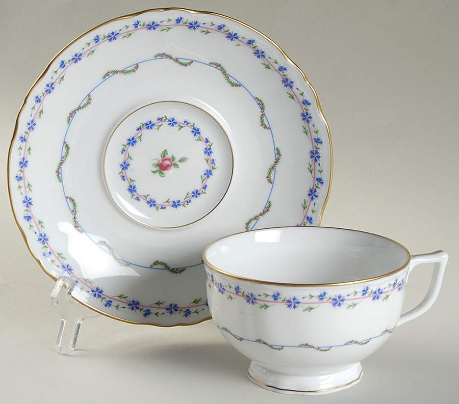 Vieux Sevres Footed Cup & Saucer Set by Ceralene-1
