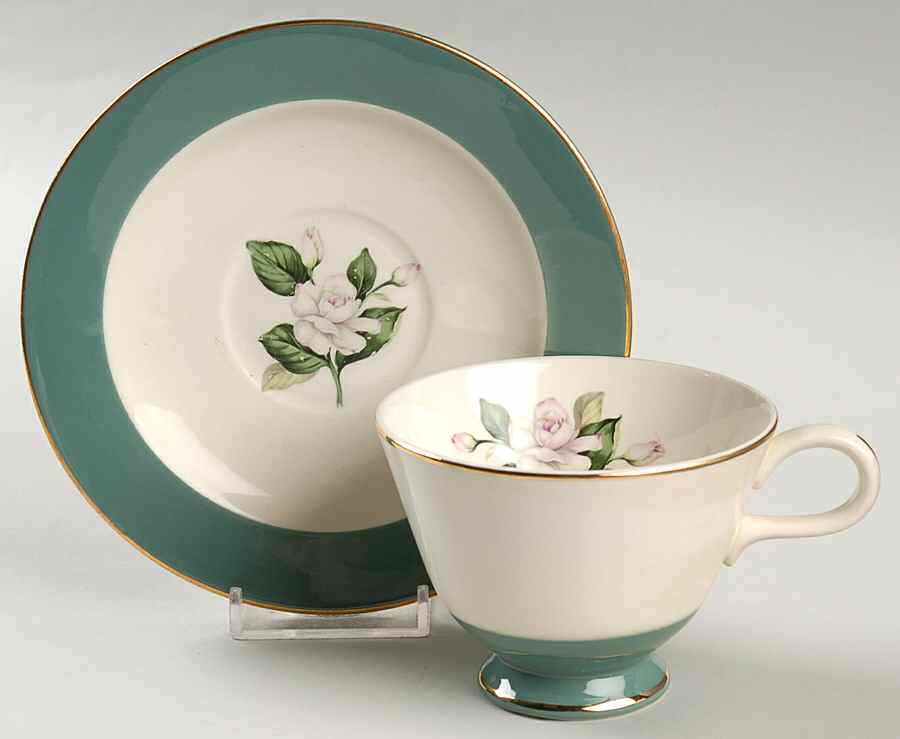 Emerald Footed Cup & Saucer Set by Century Service-1