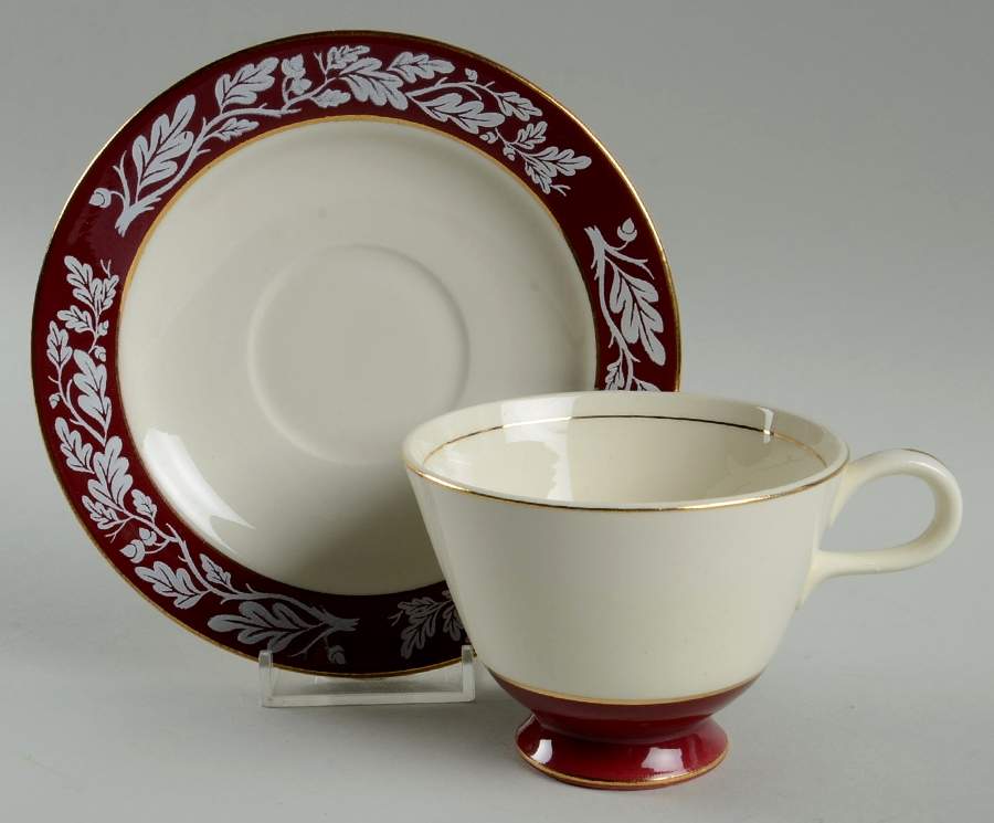 Regal Red (No Flowers) Footed Cup & Saucer Set by Century Service-1