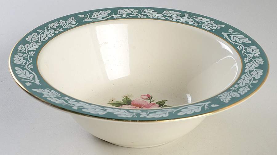 Teal Green (Floral Center) 9" Round Vegetable Bowl by Century Service-1