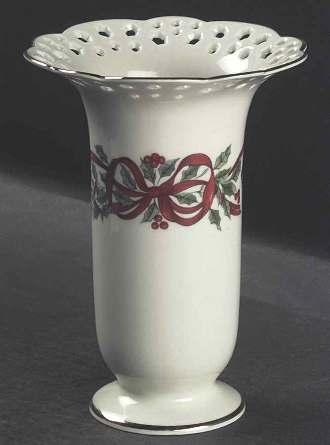 Ribbon Holly 7" Pierced Vase by Centurion-1