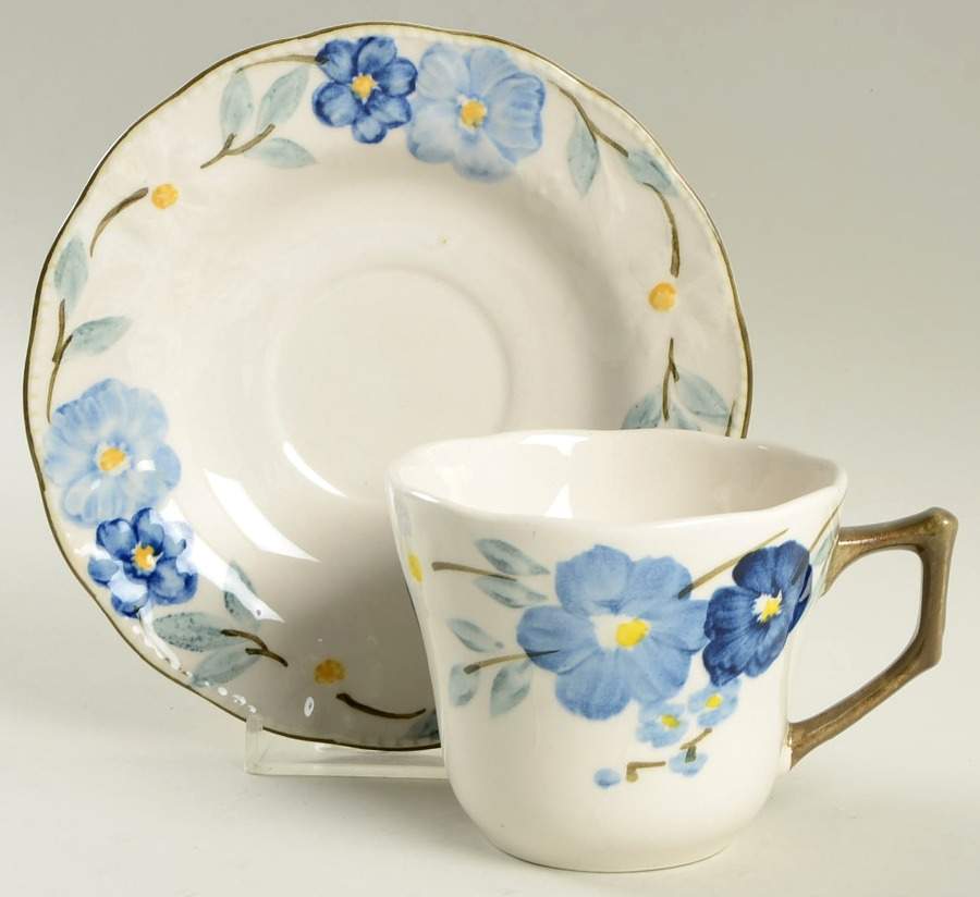 Bluebonnet Flat Cup & Saucer Set by Cameo Florals-1