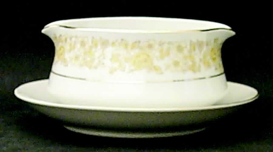 Golden Rose Gravy Boat with Attached Underplate by Chadds Ford-1