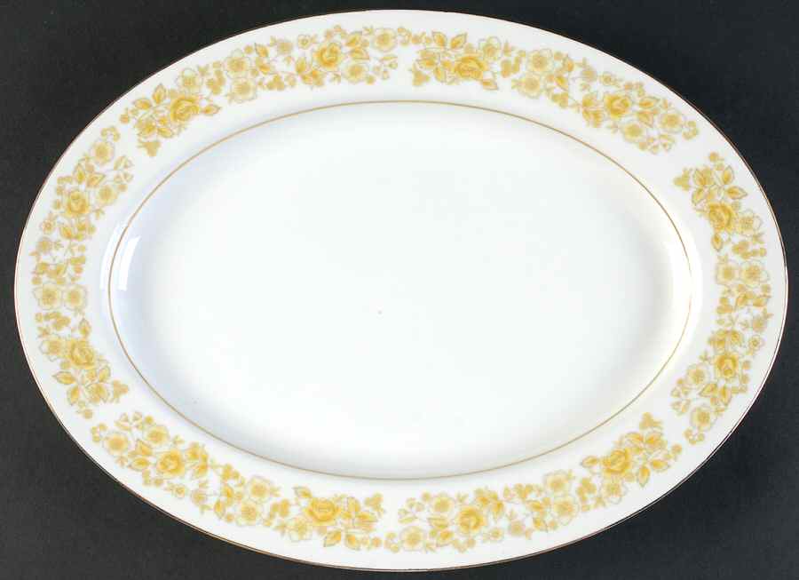 Golden Rose 12" Oval Serving Platter by Chadds Ford-1