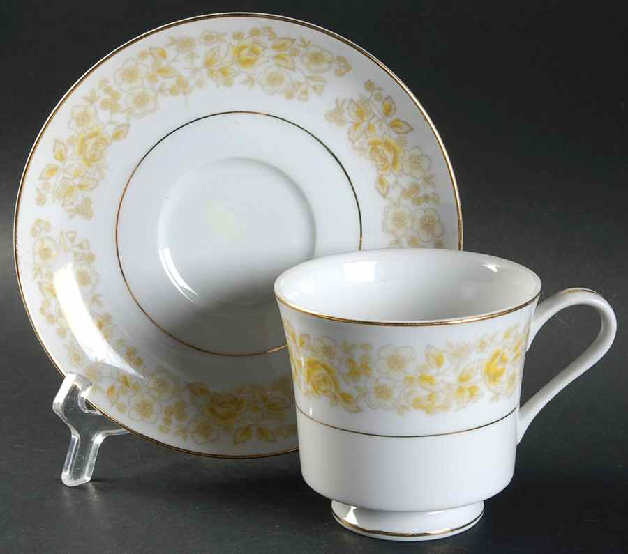 Golden Rose Footed Cup & Saucer Set by Chadds Ford-1