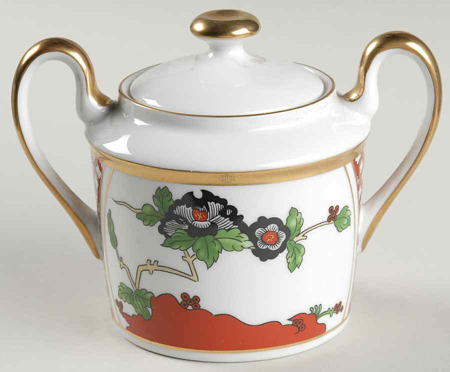 Chinese Flowers Sugar Bowl & Lid by Christian Dior-1