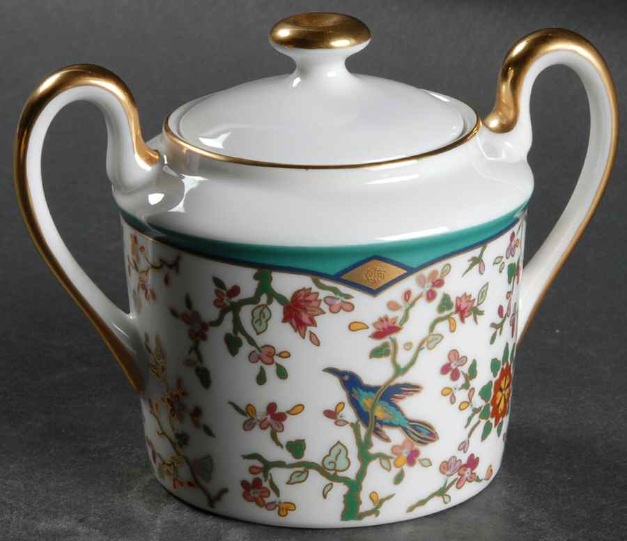 Cloisonne Sugar Bowl & Lid by Christian Dior-1
