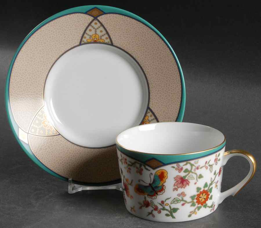 Cloisonne Flat Cup & Saucer Set by Christian Dior-1